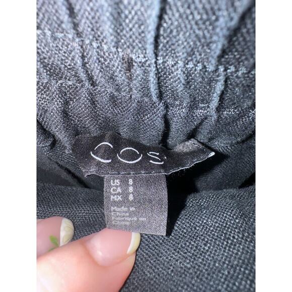 Cos Linen Pants Cuffed Drawstring Loose Fit Ankle In Washed Out Black Size 8 - Picture 7 of 9